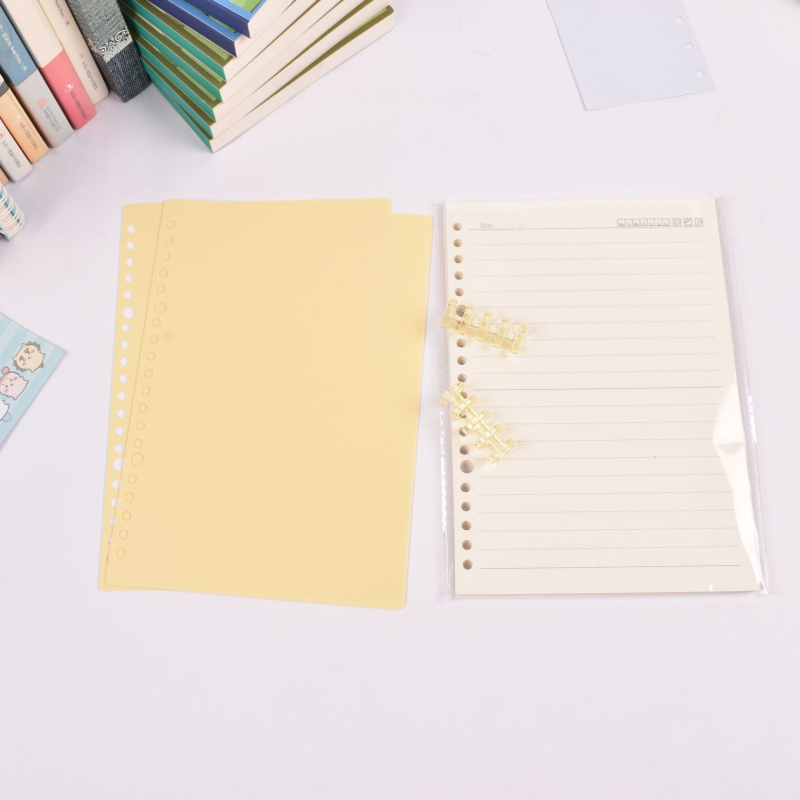 Caiet cu foi detașabile, legare tip dosar, hârtie cu dublă acoperire 80 gsm, 50–100 pagini, copertă PP