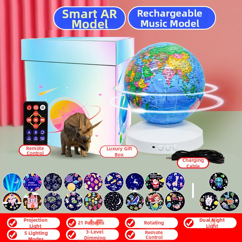 Éjszakai fény zenével és csillagos ég projektorral; hálózati tápellátás, műanyag ház