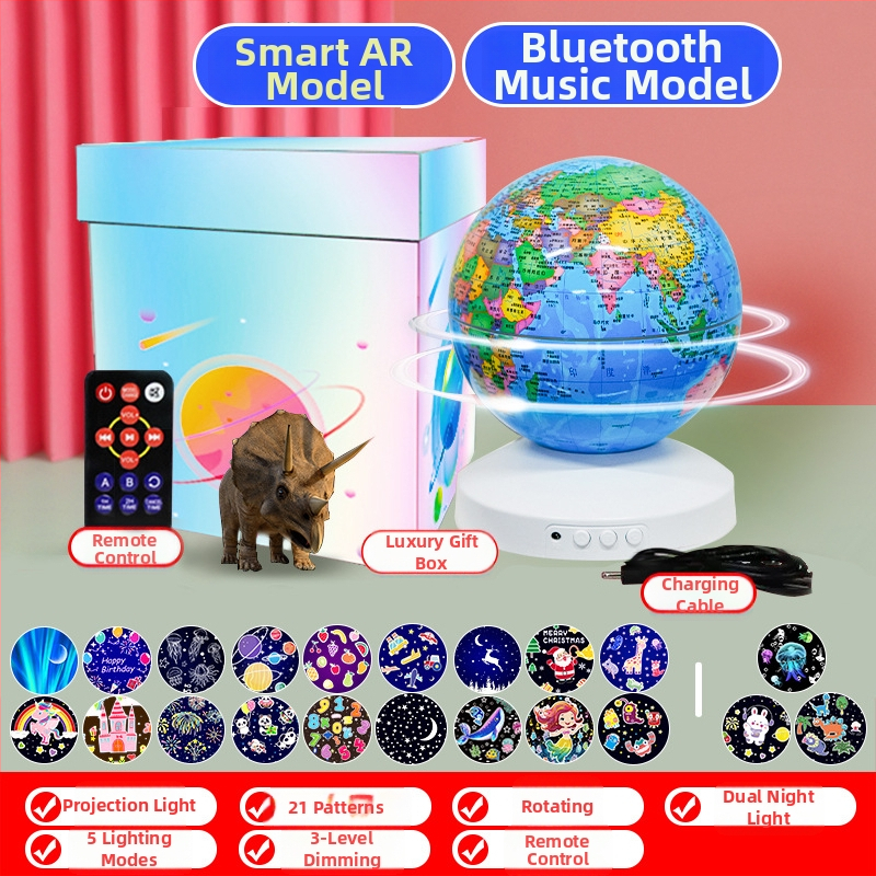 Éjszakai fény zenével és csillagos ég projektorral; hálózati tápellátás, műanyag ház