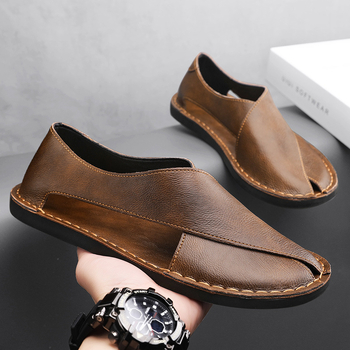 Férfi szandálok retro stílusban, slip-on, gumitalp, légáteresztő, csúszásmentes