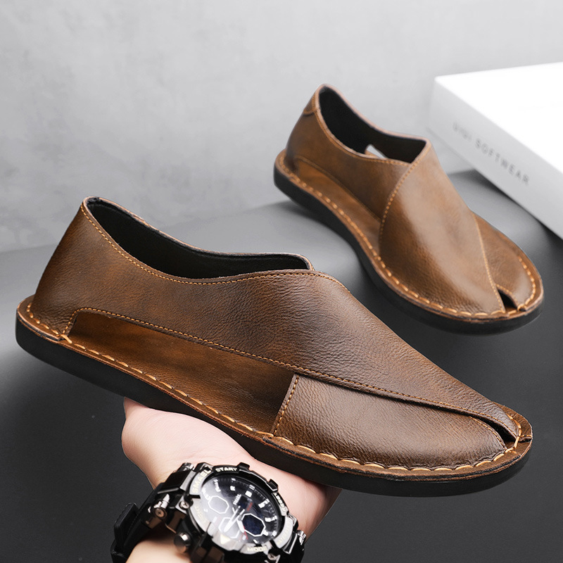 Férfi szandálok retro stílusban, slip-on, gumitalp, légáteresztő, csúszásmentes
