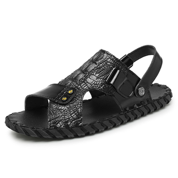 Muške sandale - od prave kože, otvoreni prsti, prozračne i udobne, casual stil, gumeni potplat, ljeto 2024