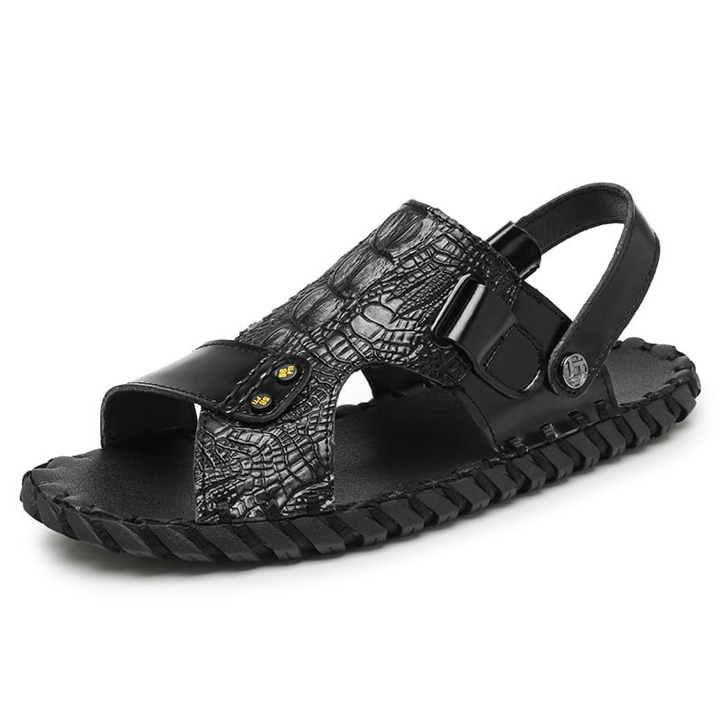 Muške sandale - od prave kože, otvoreni prsti, prozračne i udobne, casual stil, gumeni potplat, ljeto 2024