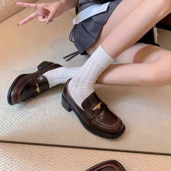 Ženski loafers slip-on s okruglim vrhom, srednji pet 3–6 cm, gornji materijal superfiber, PU uložak
