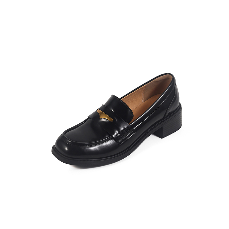 Ženski loafers slip-on s okruglim vrhom, srednji pet 3–6 cm, gornji materijal superfiber, PU uložak