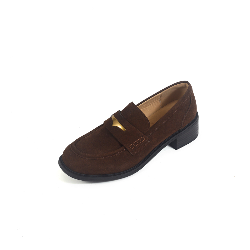 Ženski loafers slip-on s okruglim vrhom, srednji pet 3–6 cm, gornji materijal superfiber, PU uložak