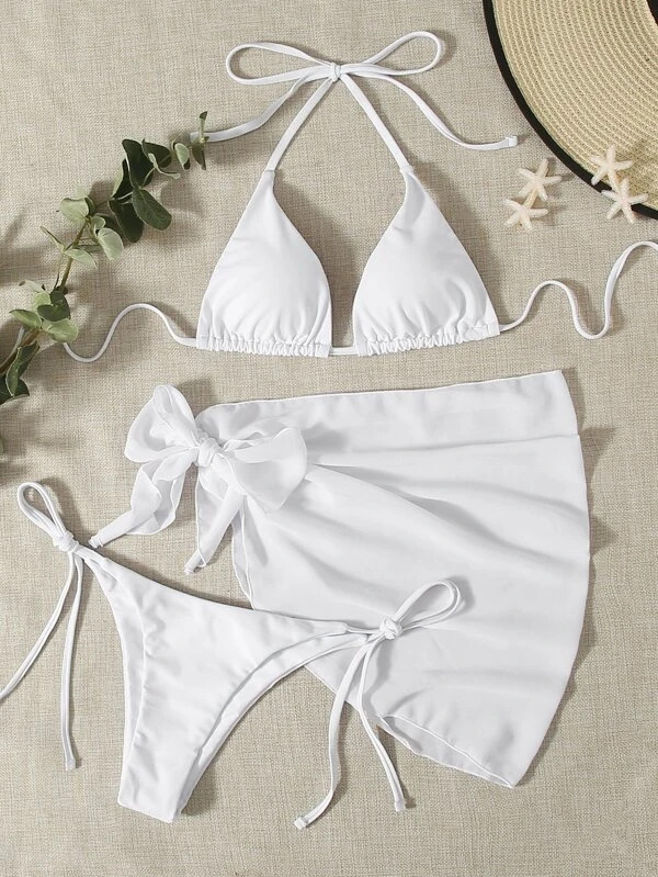 Trodjelni bikini set s napunjenim košaricama, brzo-sušeći poliester, podstava od pamukove smjese s 18% spandeksa, visoka elastičnost i uski kroj