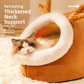 Macskafészek téli meleggel, félig zárt biztonságos macskaház (Anyag: Pamut; Eredet: Kína; Márka: Aoting; Alkalmas: Macska; Kategória: macskafészkek és ketrecek)