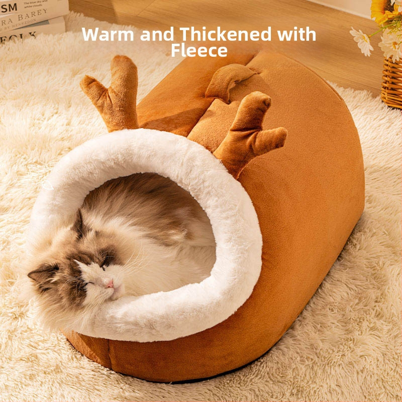 Macskafészek téli meleggel, félig zárt biztonságos macskaház (Anyag: Pamut; Eredet: Kína; Márka: Aoting; Alkalmas: Macska; Kategória: macskafészkek és ketrecek)