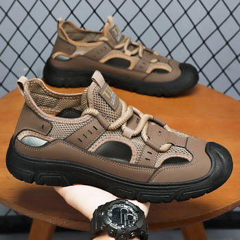 Muške sandale - prozračne, slip-on, gornji dio od umjetne kože, PVC potplata, ljeto