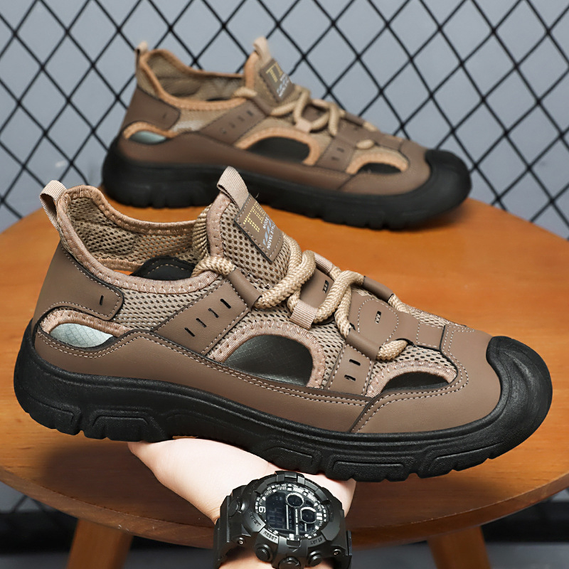 Muške sandale - prozračne, slip-on, gornji dio od umjetne kože, PVC potplata, ljeto