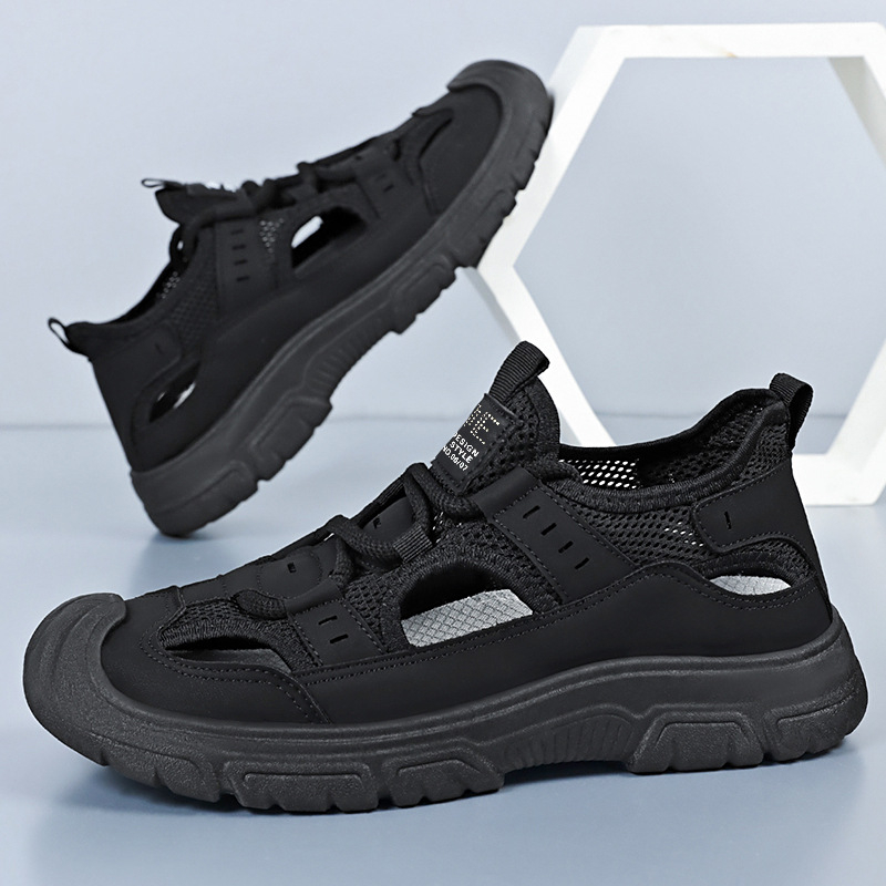 Muške sandale - prozračne, slip-on, gornji dio od umjetne kože, PVC potplata, ljeto
