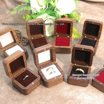Kutija za zaruke prsten s prilagođenim logom, drvo oraha, pakiranje nakita