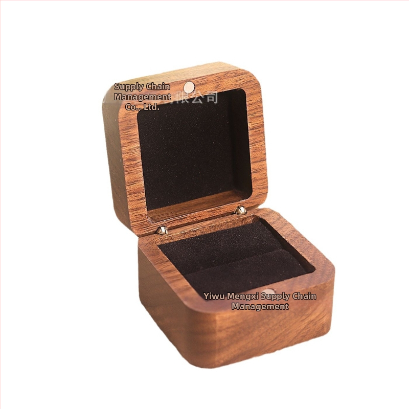 Kutija za zaruke prsten s prilagođenim logom, drvo oraha, pakiranje nakita