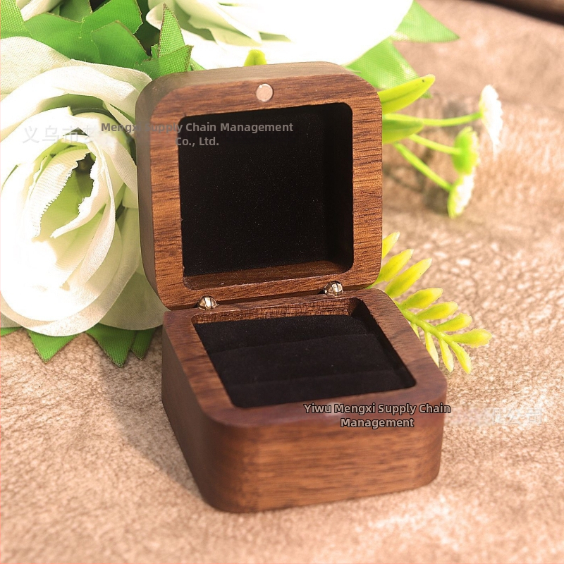 Kutija za zaruke prsten s prilagođenim logom, drvo oraha, pakiranje nakita