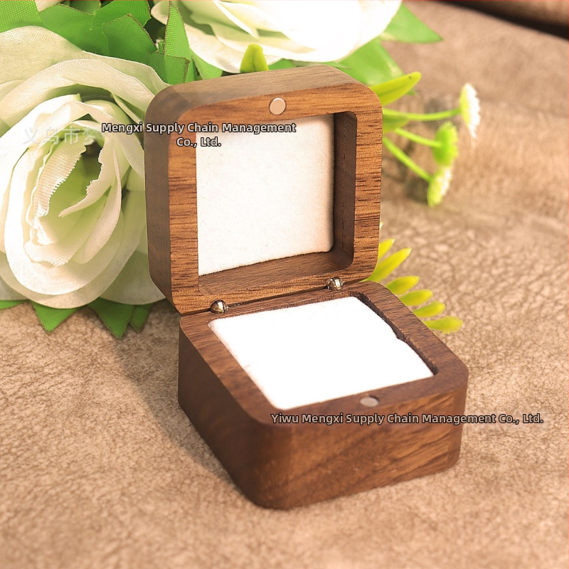 Kutija za zaruke prsten s prilagođenim logom, drvo oraha, pakiranje nakita