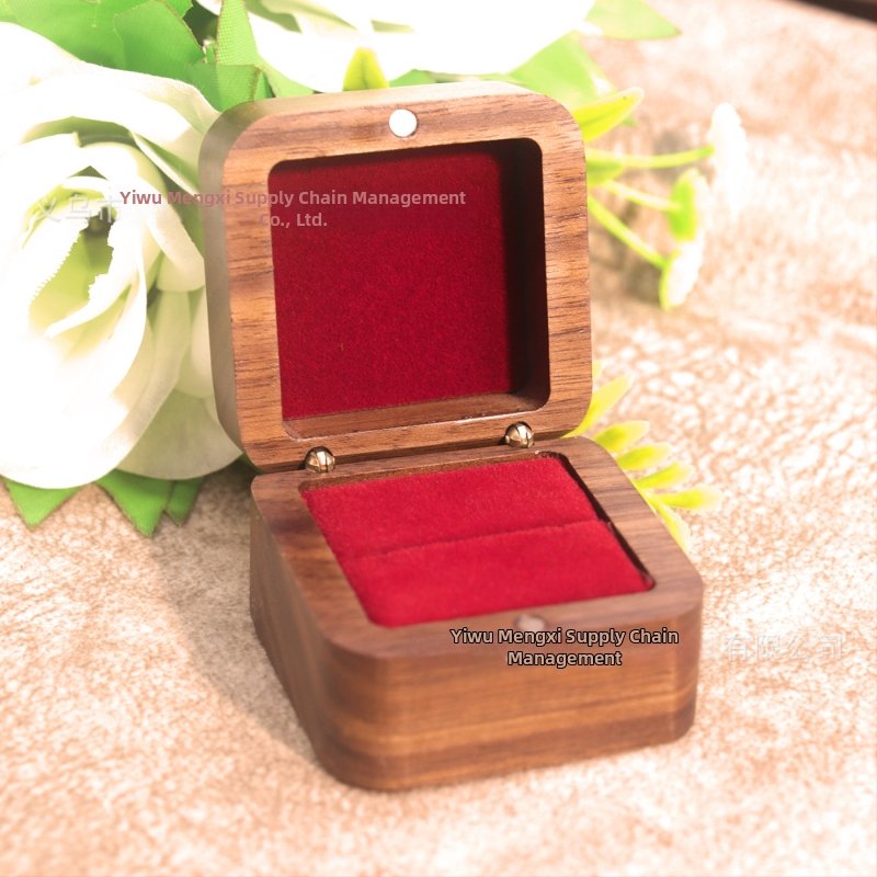 Kutija za zaruke prsten s prilagođenim logom, drvo oraha, pakiranje nakita