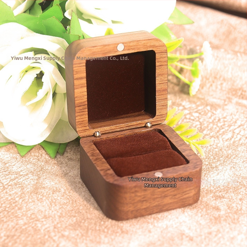 Kutija za zaruke prsten s prilagođenim logom, drvo oraha, pakiranje nakita
