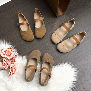 Μέρι Τζέιν λοφέρς – Vintage, στρογγυλή μύτη, ματ επάνω μέρος, κούμπωμα, χαμηλό τακούνι 1–3 εκ., καουτσούκ σόλα