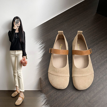 Μέρι Τζέιν λοφέρς – Vintage, στρογγυλή μύτη, ματ επάνω μέρος, κούμπωμα, χαμηλό τακούνι 1–3 εκ., καουτσούκ σόλα