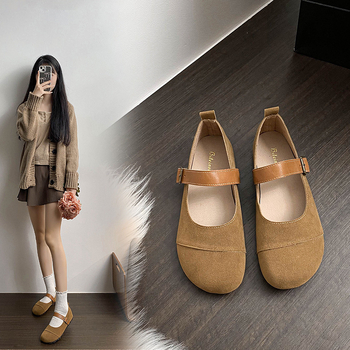 Μέρι Τζέιν λοφέρς – Vintage, στρογγυλή μύτη, ματ επάνω μέρος, κούμπωμα, χαμηλό τακούνι 1–3 εκ., καουτσούκ σόλα