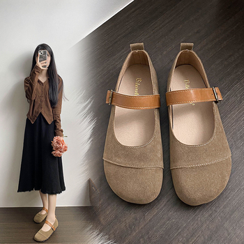 Μέρι Τζέιν λοφέρς – Vintage, στρογγυλή μύτη, ματ επάνω μέρος, κούμπωμα, χαμηλό τακούνι 1–3 εκ., καουτσούκ σόλα