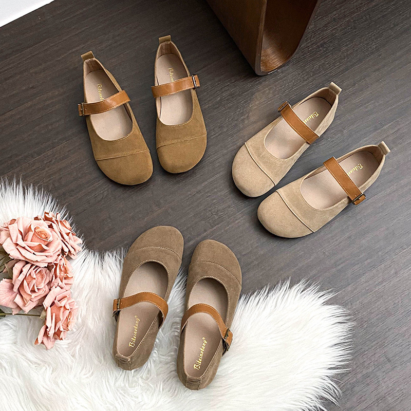 Μέρι Τζέιν λοφέρς – Vintage, στρογγυλή μύτη, ματ επάνω μέρος, κούμπωμα, χαμηλό τακούνι 1–3 εκ., καουτσούκ σόλα