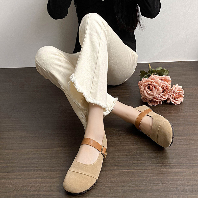 Μέρι Τζέιν λοφέρς – Vintage, στρογγυλή μύτη, ματ επάνω μέρος, κούμπωμα, χαμηλό τακούνι 1–3 εκ., καουτσούκ σόλα