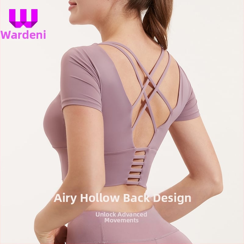 Fitness top u stilu prsluka s oblikovanim košaricama, bez naramenica, 91% najlonska tkanina, jednovrstan dizajn