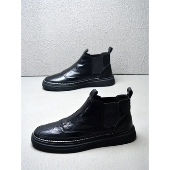 Férfi Chelsea bakancs, felső része mikro szálas bőr, bélés nélküli, műanyag talp, magas szár