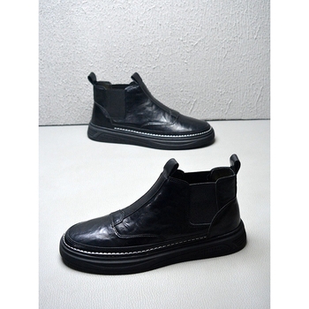 Férfi Chelsea bakancs, felső része mikro szálas bőr, bélés nélküli, műanyag talp, magas szár