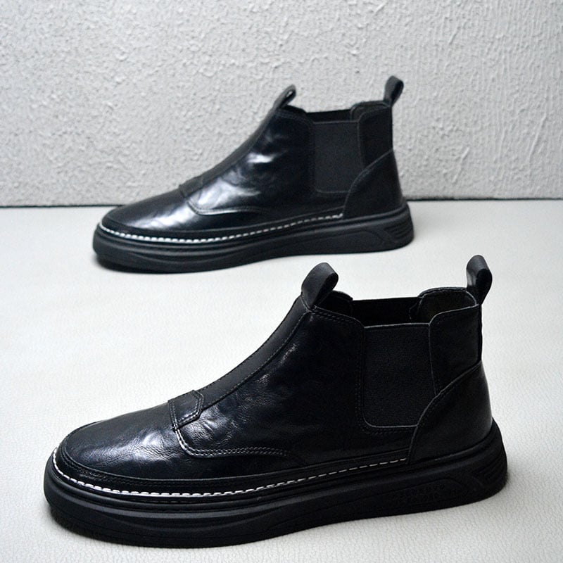 Férfi Chelsea bakancs, felső része mikro szálas bőr, bélés nélküli, műanyag talp, magas szár