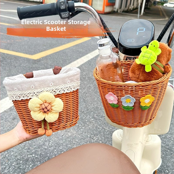 Coș frontal pentru bicicletă/motocicletă – Coș împletit din rătan sintetic pentru depozitare