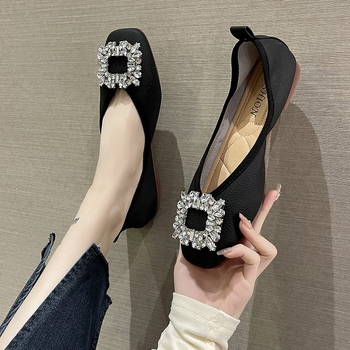 Ženske Bean Shoes, PU gornji dio, okrugli vrh, srednja visina potpetice 3–5 cm, gumeni potplat, Slip-On