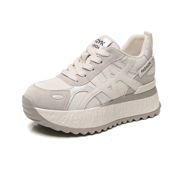 Platformske tenisice casual s debelim 6–8 cm potplatom, frosted gornji dio, vezanje, ulošak od prirodne kože