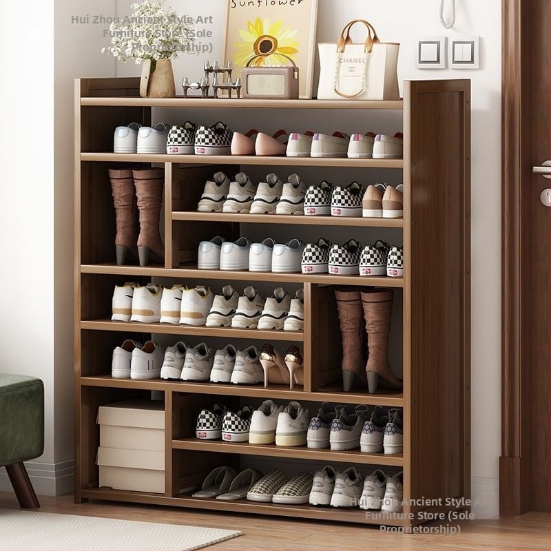 Μπαμπού ραφιέρα παπουτσιών για είσοδο, απλός μοντέρνος στυλ, επιδαπέδια, πολυεπίπεδη αποθήκευση, 1 επίπεδο