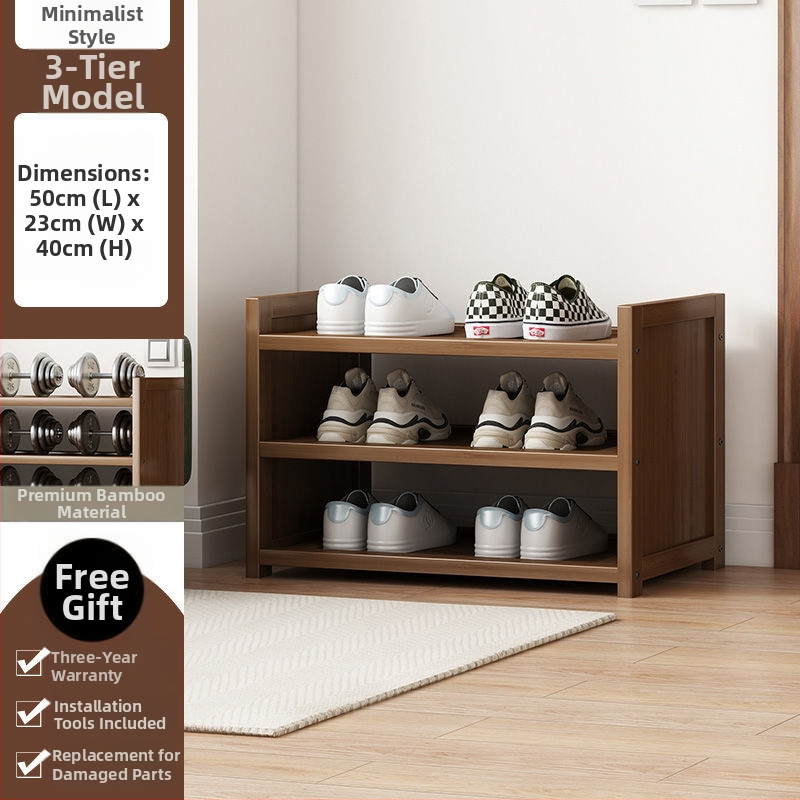 Μπαμπού ραφιέρα παπουτσιών για είσοδο, απλός μοντέρνος στυλ, επιδαπέδια, πολυεπίπεδη αποθήκευση, 1 επίπεδο