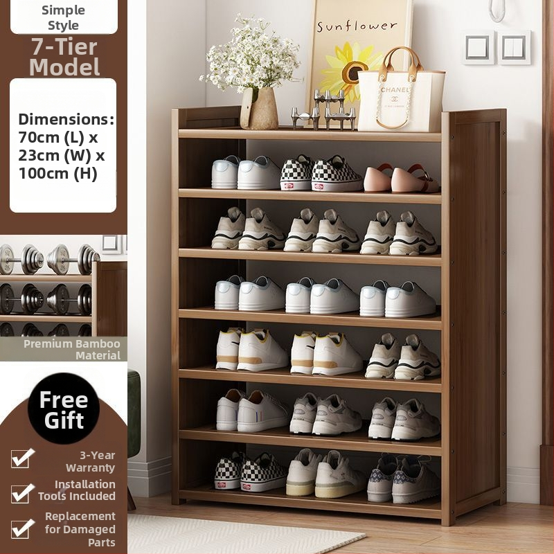 Μπαμπού ραφιέρα παπουτσιών για είσοδο, απλός μοντέρνος στυλ, επιδαπέδια, πολυεπίπεδη αποθήκευση, 1 επίπεδο