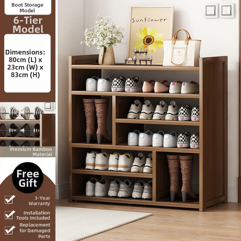 Μπαμπού ραφιέρα παπουτσιών για είσοδο, απλός μοντέρνος στυλ, επιδαπέδια, πολυεπίπεδη αποθήκευση, 1 επίπεδο