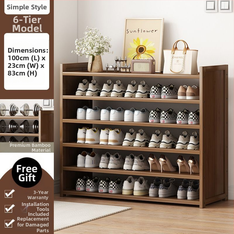 Μπαμπού ραφιέρα παπουτσιών για είσοδο, απλός μοντέρνος στυλ, επιδαπέδια, πολυεπίπεδη αποθήκευση, 1 επίπεδο