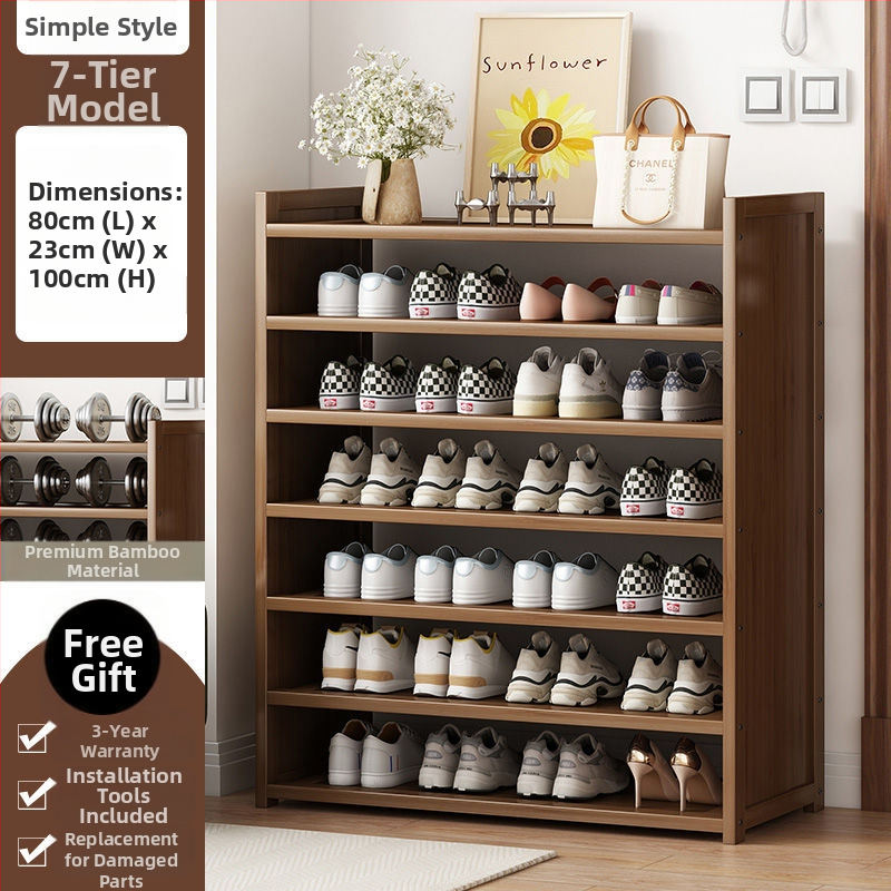 Μπαμπού ραφιέρα παπουτσιών για είσοδο, απλός μοντέρνος στυλ, επιδαπέδια, πολυεπίπεδη αποθήκευση, 1 επίπεδο