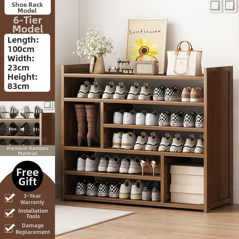 Μπαμπού ραφιέρα παπουτσιών για είσοδο, απλός μοντέρνος στυλ, επιδαπέδια, πολυεπίπεδη αποθήκευση, 1 επίπεδο