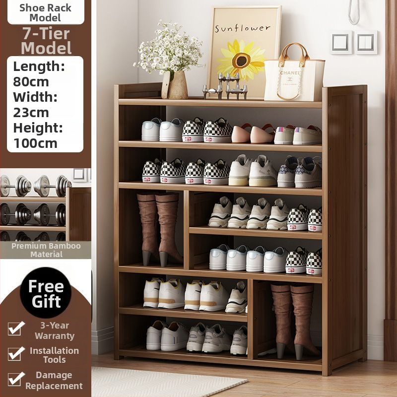 Μπαμπού ραφιέρα παπουτσιών για είσοδο, απλός μοντέρνος στυλ, επιδαπέδια, πολυεπίπεδη αποθήκευση, 1 επίπεδο