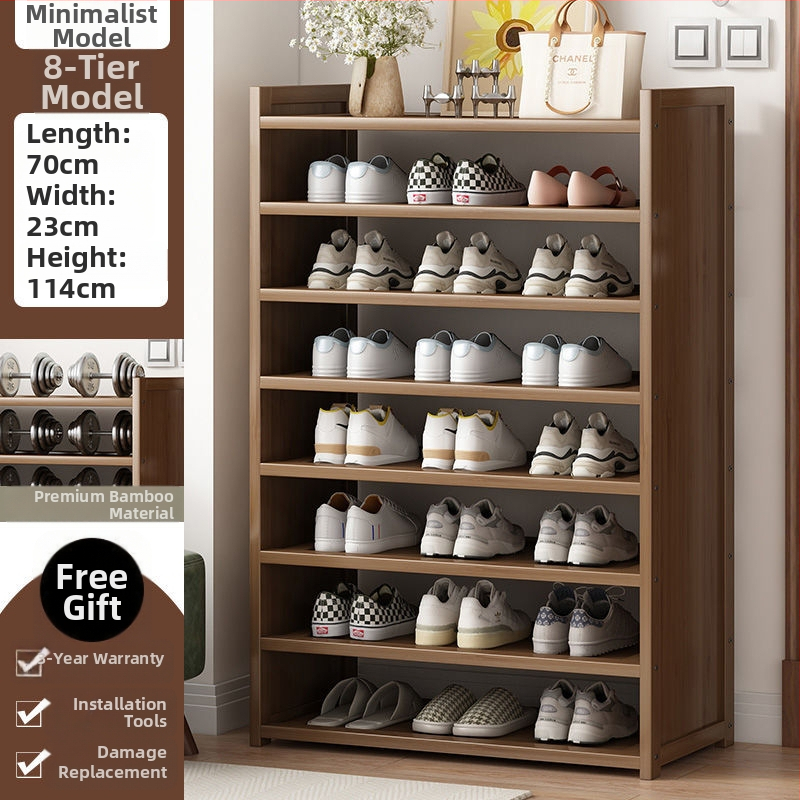 Μπαμπού ραφιέρα παπουτσιών για είσοδο, απλός μοντέρνος στυλ, επιδαπέδια, πολυεπίπεδη αποθήκευση, 1 επίπεδο