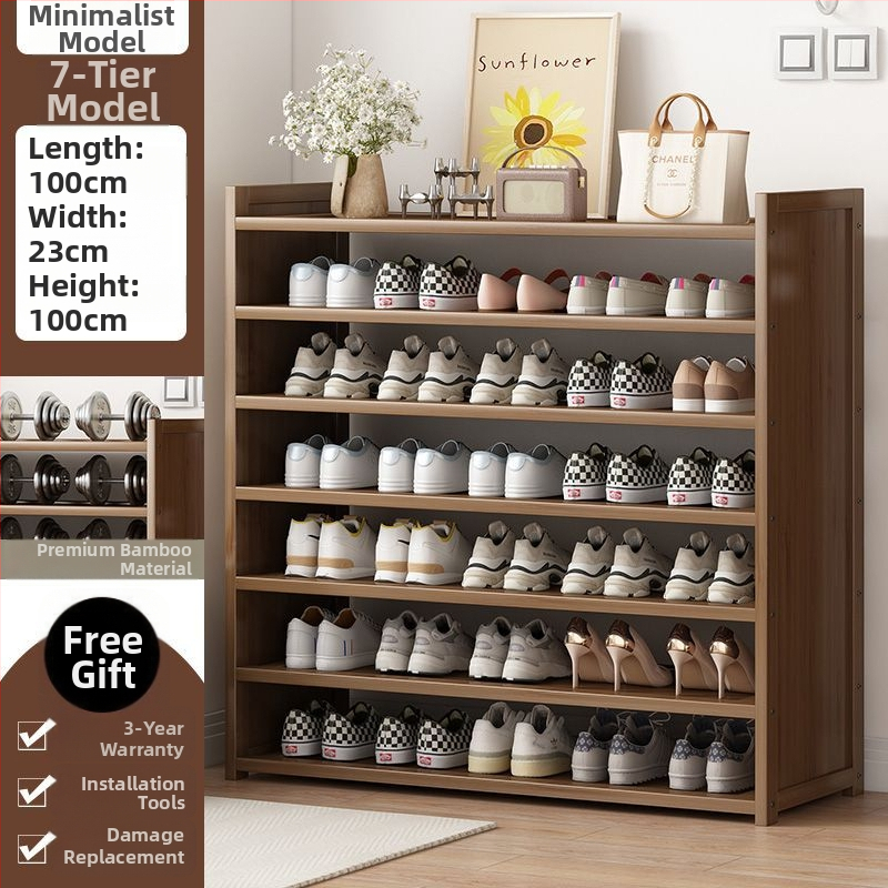 Μπαμπού ραφιέρα παπουτσιών για είσοδο, απλός μοντέρνος στυλ, επιδαπέδια, πολυεπίπεδη αποθήκευση, 1 επίπεδο