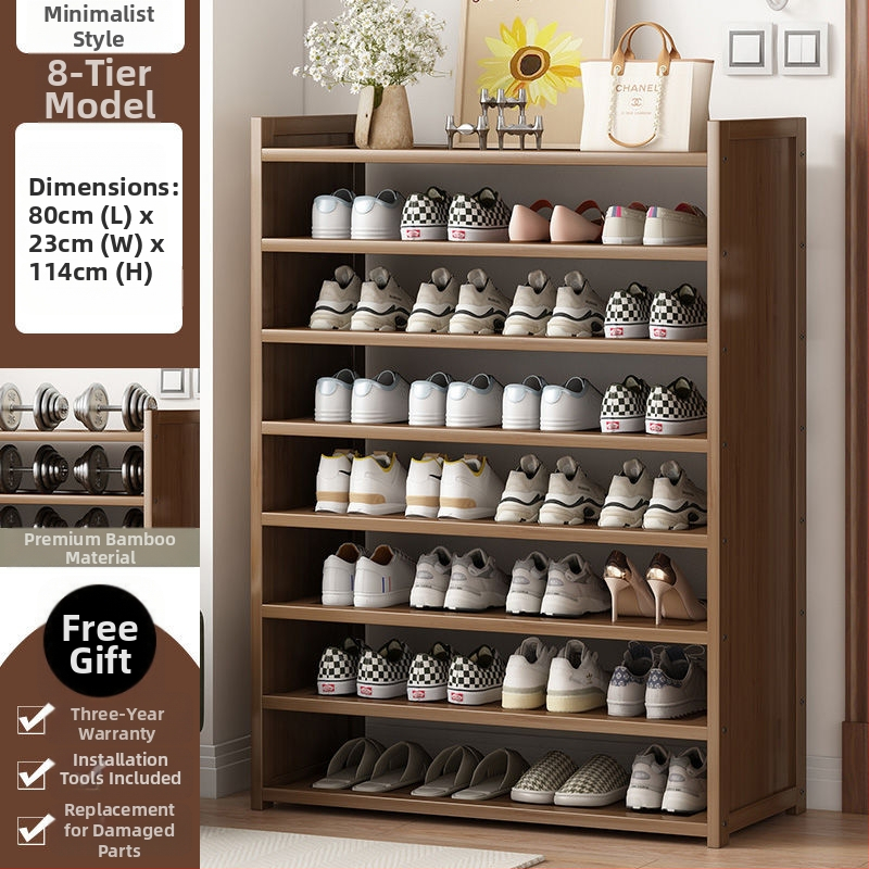 Μπαμπού ραφιέρα παπουτσιών για είσοδο, απλός μοντέρνος στυλ, επιδαπέδια, πολυεπίπεδη αποθήκευση, 1 επίπεδο