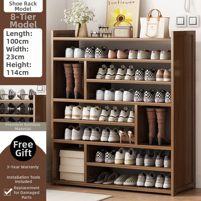 Μπαμπού ραφιέρα παπουτσιών για είσοδο, απλός μοντέρνος στυλ, επιδαπέδια, πολυεπίπεδη αποθήκευση, 1 επίπεδο