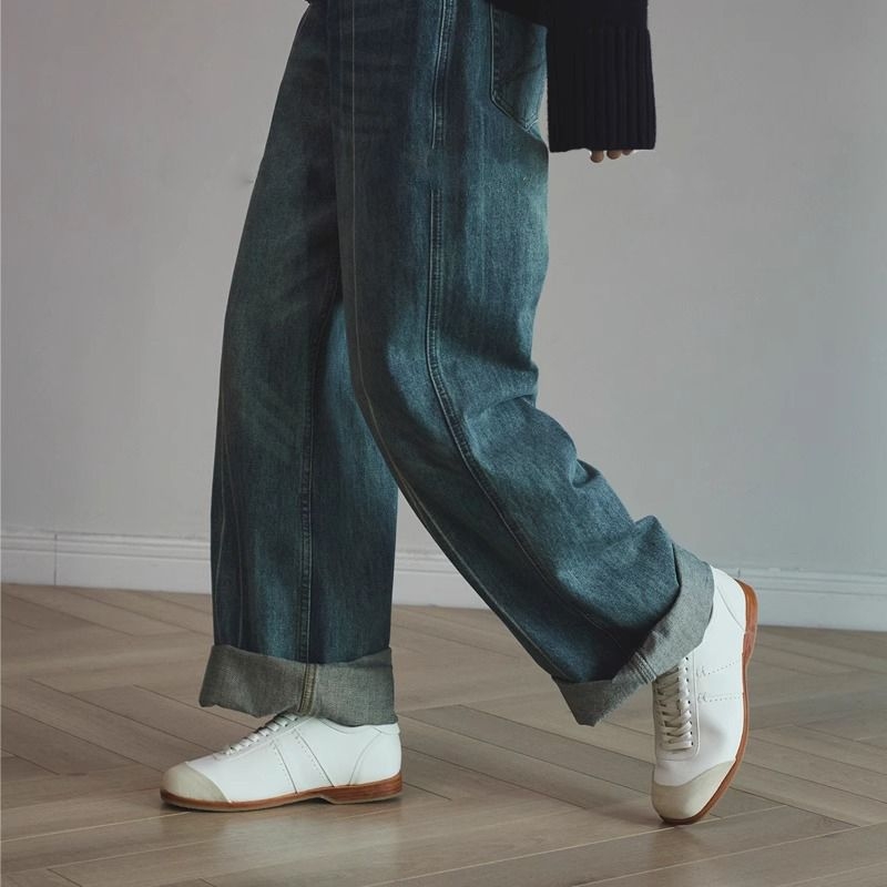 Trenerske tenisice—inspirirane boksom, britski stil, unisex casual minimalistične tenisice (gornji dio od mikrovlaknaste kože, ulošak od ovčje kože, gumeni potplat, oštar vrh, vezanje).