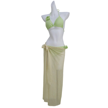 Женски бански костюм от три части: бикини с разделена дълга пола, без ръкави, полиестер 88% и подплата