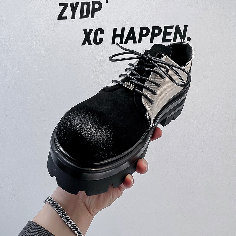 Muške kožne poslovne cipele s britanskim stilom, ležerni dnevni stil (gornji dio mikrovlakno; zaobljeni vrh; gumeni potplat; PU ulošak; niski potpetice 1–3 cm)
